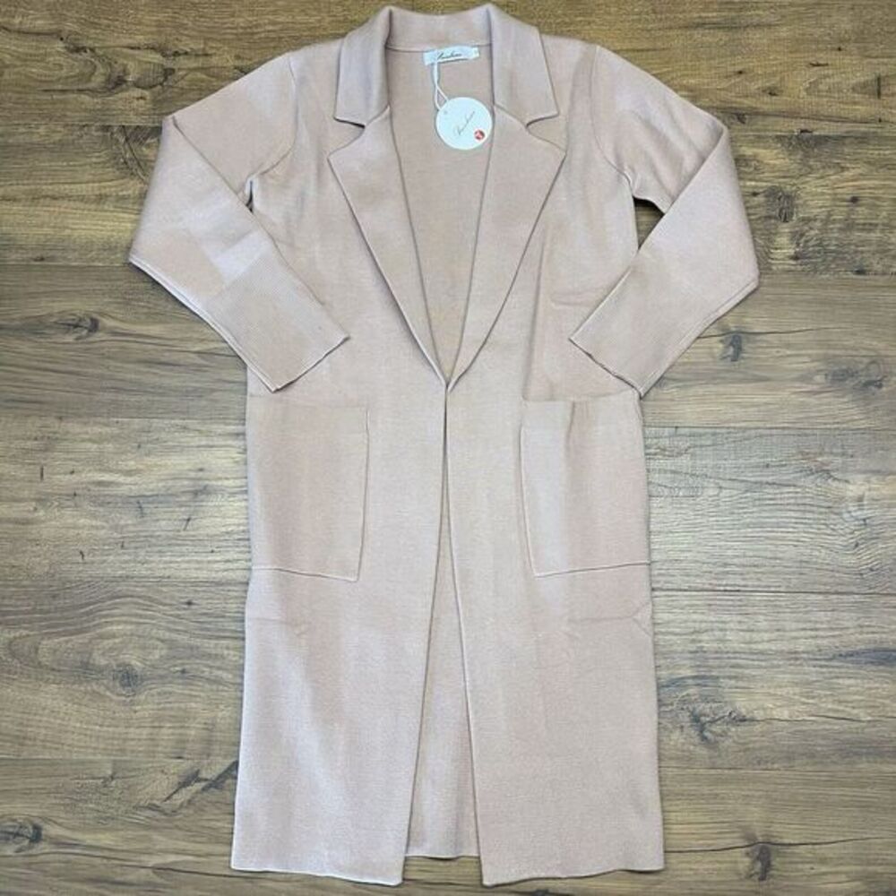 NWT Prinbara Sweater Women Small Cardigan Open Draped Snap Closure Pockets Heavy